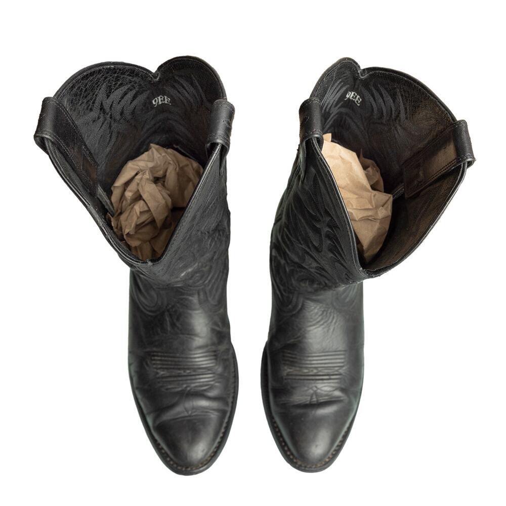 Men's Black Leather Ariat Heritage R Toe Western Cowboy Boots 34770 - 9EE - Picture 7 of 15